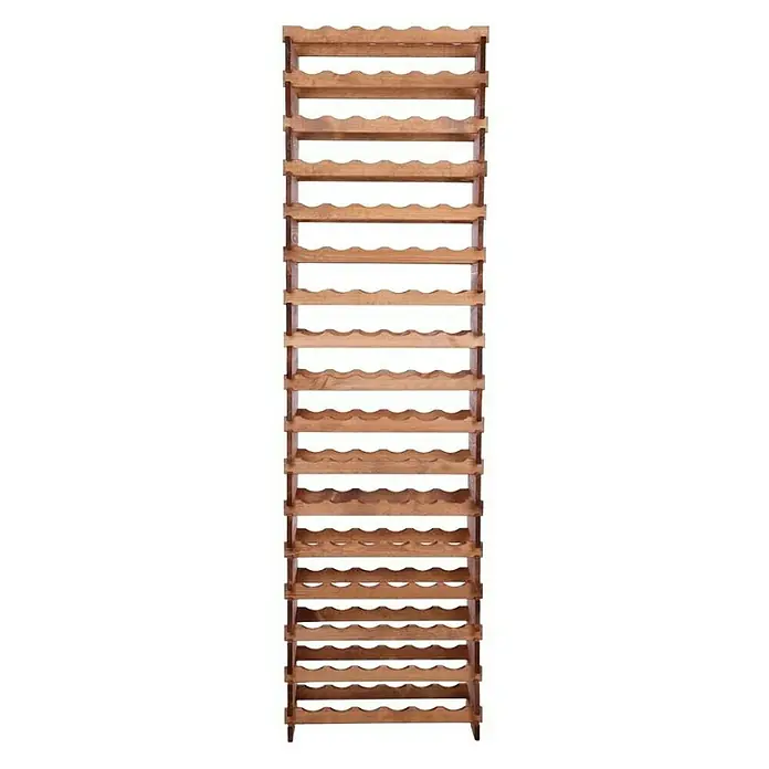 Proregal Flaschenregal Weinregal VINOTECA FLEX PRO für 102 Flaschen - L x B x H: 28 x 65 x 233 cm, Holz, Anzahl Böden: 17 Stk. - Ein hölzernes Weinregal mit mehreren Ebenen und gewellten Ablagen, das viel Stauraum für Weinflaschen bietet.