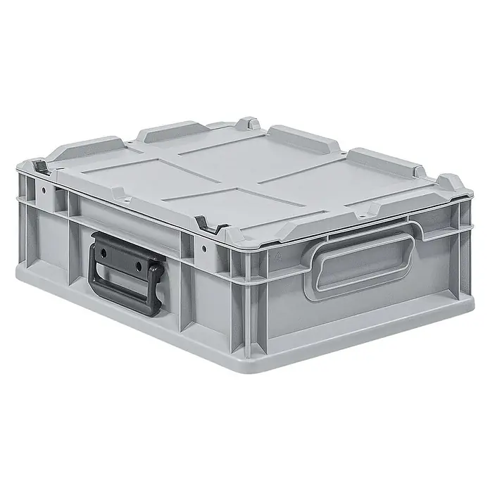 Proregal Euroboxen-Set 5x Eurobox NextGen Portable mit Rasterschaumstoff & Schaumstoffeinlage - Kunststoff, Grau, 5 Stk. - Graue Eurobox mit Deckel und Griffen. Der Mehrwegbehälter ist robust und stapelbar. Ideal für Lagerung und Transport.