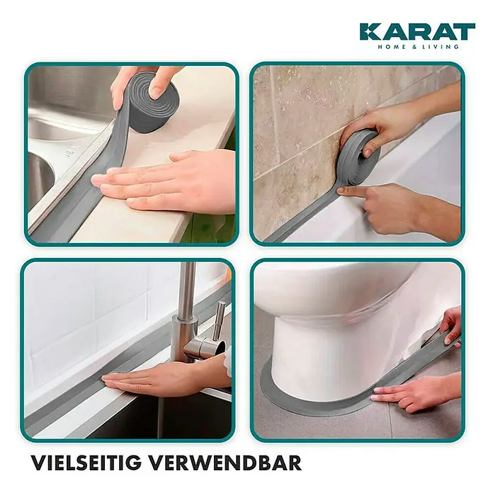 Floordirekt Weichsockelleiste Weichsockelleiste Riga Grau 19 x 19 mm - 25 m - Sonstige, Kleben - Vielseitiges Dichtungsband für Küche und Bad. Einfache Anwendung an Spüle, Badewanne, Waschbecken und Toilette zur Abdichtung.