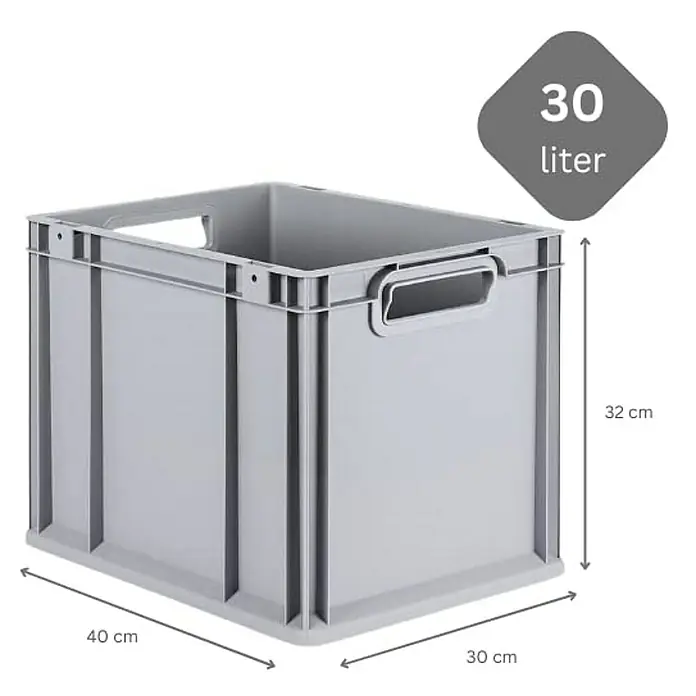 Proregal Euroboxen-Set 10x Eurobox NextGen Economy - Kunststoff, Grau, 10 Stk. - Graue Kunststoffbox mit den Maßen 40 x 30 x 32 cm und einem Fassungsvermögen von 30 Litern für vielseitige Aufbewahrung.