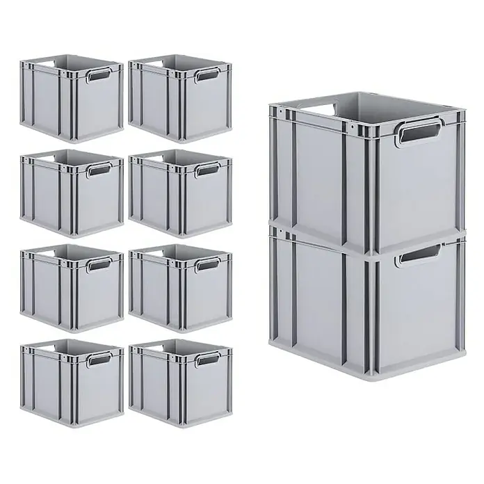 Proregal Euroboxen-Set 10x Eurobox NextGen Economy - Kunststoff, Grau, 10 Stk. - Stapelbare graue Kunststoffkisten, ideal für Lagerung und Organisation. Praktische Aufbewahrungslösung für verschiedene Zwecke.