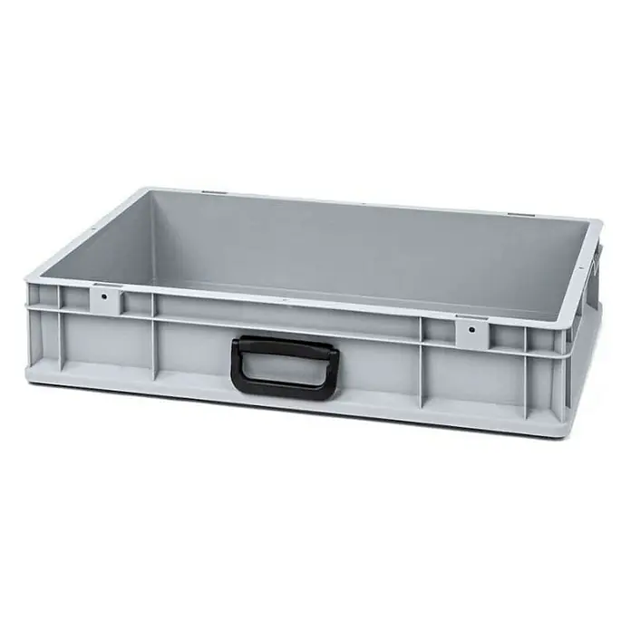 Proregal Euroboxen-Set 5x Eurobox NextGen Portable Uno - L x B x H: 60 x 40 x 12 cm, Kunststoff, Grau, 5 Stk. - Graue Lagerbox aus Kunststoff mit schwarzem Griff für den Transport und die Lagerung von Gegenständen.