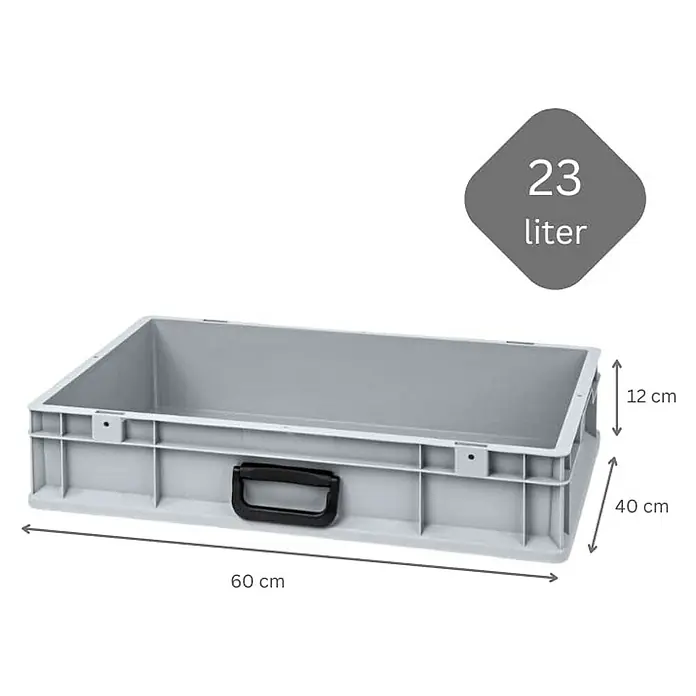 Proregal Euroboxen-Set 5x Eurobox NextGen Portable Uno - L x B x H: 60 x 40 x 12 cm, Kunststoff, Grau, 5 Stk. - Graue Kunststoffbox mit den Maßen 60 cm Länge, 40 cm Breite und 12 cm Höhe, ideal für Lagerung.