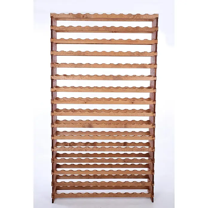 Proregal Flaschenregal Weinregal VINOTECA FLEX PRO für 192 Flaschen - L x B x H: 28 x 123 x 219 cm, Holz, Anzahl Böden: 16 Stk. - Ein detailreiches Bild eines freistehenden Weinregals aus Holz. Ideal zur Aufbewahrung und Präsentation von Weinen mit viel Stauraum.