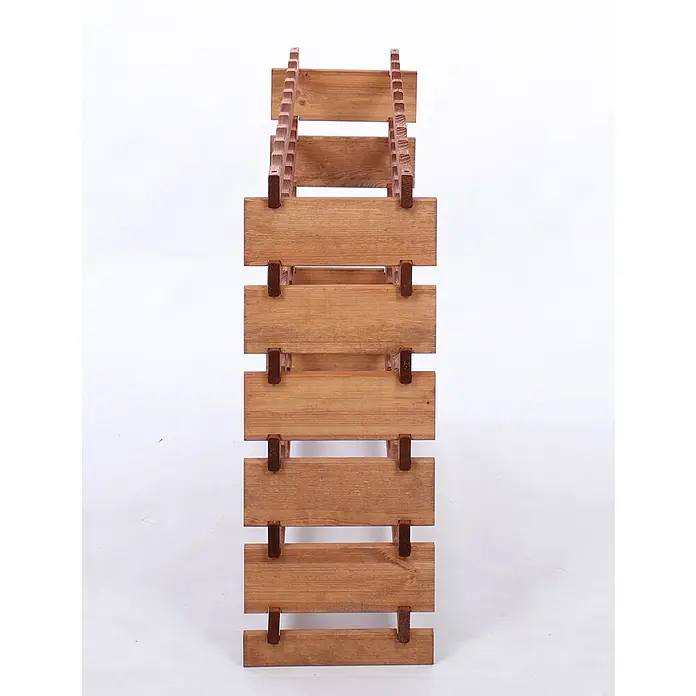 Proregal Flaschenregal Weinregal VINOTECA FLEX PRO für 60 Flaschen - L x B x H: 28 x 103 x 79 cm, Holz, Anzahl Böden: 6 Stk. - Nahaufnahme eines Weinregals aus Holz mit mehreren Regalebenen, ideal zur Aufbewahrung und Präsentation von Weinflaschen.