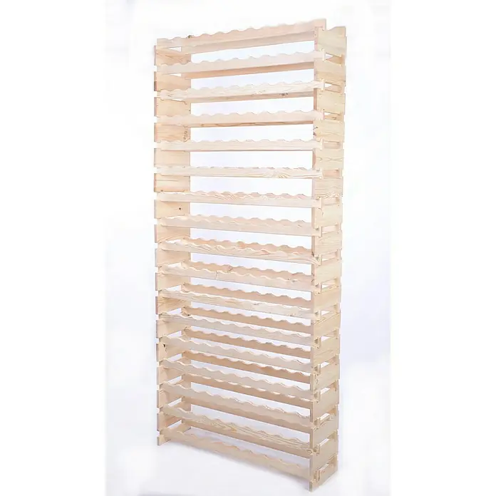 Proregal Flaschenregal Weinregal VINOTECA FLEX PRO für 170 Flaschen - L x B x H: 28 x 103 x 233 cm, Holz, Anzahl Böden: 17 Stk. - Ein hohes, unbehandeltes Weinregal aus Holz mit geschwungenen Ablagen zur sicheren Lagerung von Flaschen, ideal für Weinkenner und Sammler.