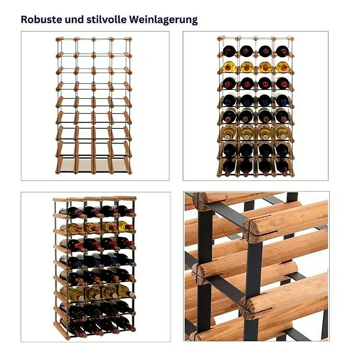 Proregal Flaschenregal Modulares Weinregal VINOTECA MOD METAL für 4x8 Flaschen - Holz - Robuste Weinregale mit Metall- und Holzelementen zur stilvollen Weinlagerung.