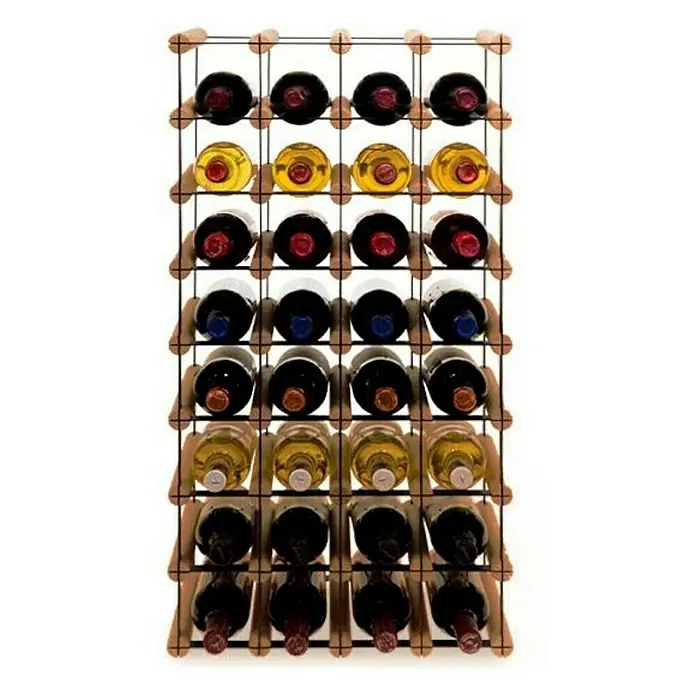 Proregal Flaschenregal Modulares Weinregal VINOTECA MOD METAL für 4x8 Flaschen - Holz - Weinregal aus Holz mit mehreren Reihen gefüllter Weinflaschen, ideal zur Aufbewahrung und Präsentation von Weinen.