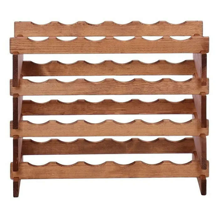 Weinregal VINOTECA FLEX PRO | HxBxT 51x65x28cm | 24 Flaschen auf 4 Ebenen | Massives Kiefernholz | Braun geölt -  - Weinständer aus Holz mit mehreren Ebenen zum Aufbewahren von Weinflaschen. Das Weinregal ist rustikal und bietet Platz für viele Flaschen.