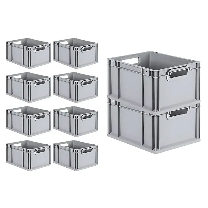 Proregal Euroboxen-Set 10x Eurobox NextGen Economy - L x B x H: 40 x 30 x 22 cm, Kunststoff, Grau, 10 Stk. - Stapelbare graue Kunststoffbehälter, ideal für Lagerung und Organisation, einzeln und gestapelt erhältlich.