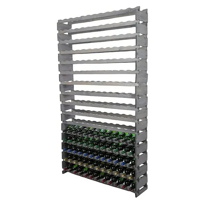 Proregal Flaschenregal Weinregal VINOTECA FLEX PRO für 192 Flaschen - L x B x H: 28 x 123 x 219 cm, Holz, Anzahl Böden: 16 Stk. - Graues Weinregal aus Holz mit mehreren Ebenen. Es bietet viel Platz für die Lagerung von Weinflaschen und sieht edel aus.