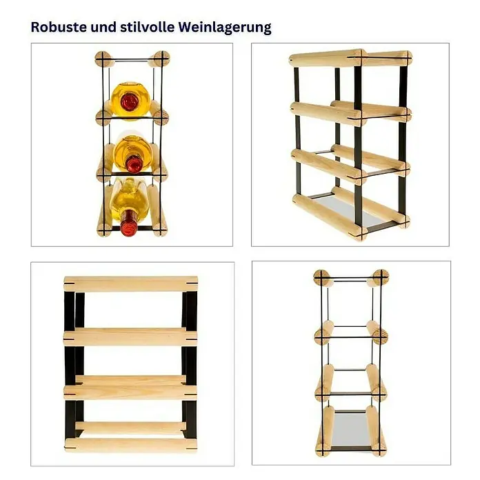 Proregal Flaschenregal Modulares Weinregal VINOTECA MOD METAL für 1x3 Flaschen - L x B x H: 24,5 x 12,5 x 32,5 cm, Holz - Robuste Weinlagerung: Das Weinregal bietet stilvolle Aufbewahrung für Ihre Weine. Ideal für Sammler und Weinliebhaber, perfekt zur Präsentation.