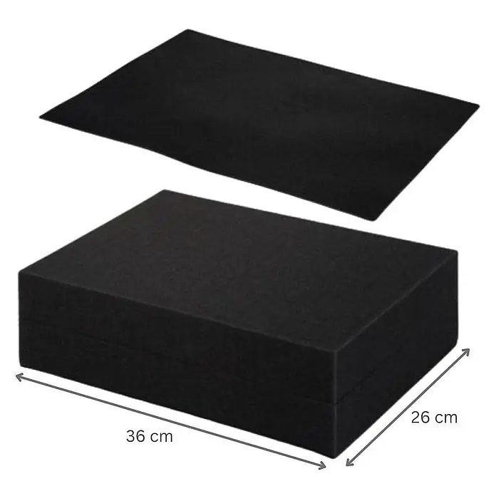 Proregal Euroboxen-Set 5x Eurobox NextGen Portable mit Rasterschaumstoff & Schaumstoffeinlage - Kunststoff, Grau, 5 Stk. - Schwarze Matratze und Matratzenbezug, Maße 36 x 26 cm, zur Verwendung als bequemes Bett oder zum Schlafen.