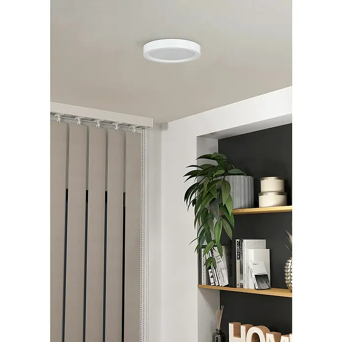 Eglo Foco downlight de superficie LED IDUN-E - 12 W, Ø x Al: 21 x 3,1 cm, Blanco neutro - Lámpara de techo LED plana y moderna en blanco. El diseño minimalista se integra perfectamente en cualquier habitación y proporciona una iluminación agradable.