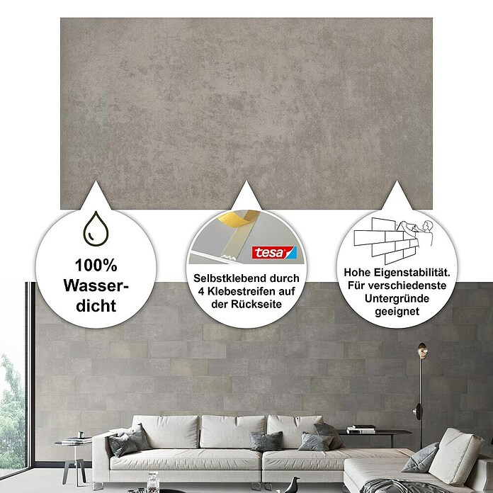 Bariperfil Aqua Wandverkleidung (60 x 30 cm, Zementgrau)