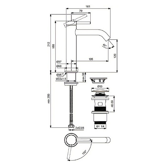Ideal Standard Ceraline Wastafelkraan hoog - Nuovo (Zwart, Mat) | BAUHAUS