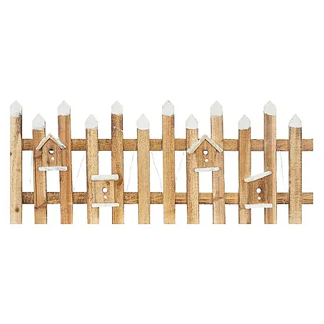 ECD Germany  LED-Weihnachtsdekofigur Deko Holz Zaun Mini Gartenzaun Mini-Lattenzaun