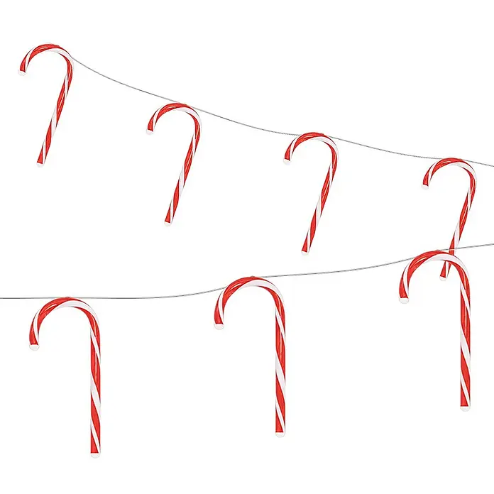 ECD Germany LED-Weihnachtsdekofigur LED Lichterkette Weihnachten Deko Beleuchtung Zuckerstäbe Candy Cane - 330 x 2 x 20 cm, Rot, Weiß, Akkubetrieben, LED - Festliche Girlande mit rot-weißen Zuckerstangen. Eine süße Dekoration für Weihnachten, die Freude und Festlichkeit verbreitet.