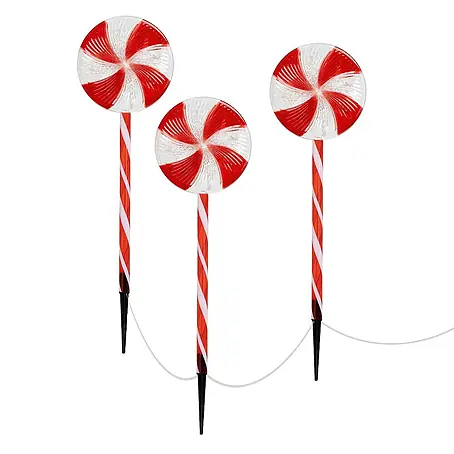 ECD Germany  LED-Weihnachtsdekofigur Lollipop-Weihnachtsweg Weihnachten Lutscher Lichterkette Gartenleuchte