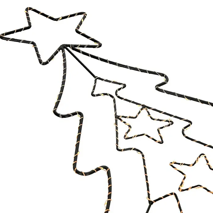 ECD Germany LED-Weihnachtsdekofigur Lichterbaum LED Beleuchtung Gartenleuchte Kunstbaum - 37 x 1 x 87 cm, Schwarz, Akkubetrieben, LED - Dekorativer Weihnachtsbaum mit Sternen, aus schwarzem Draht gefertigt und mit warmweißen Lichtern umwickelt, ideal für festliche Beleuchtung.
