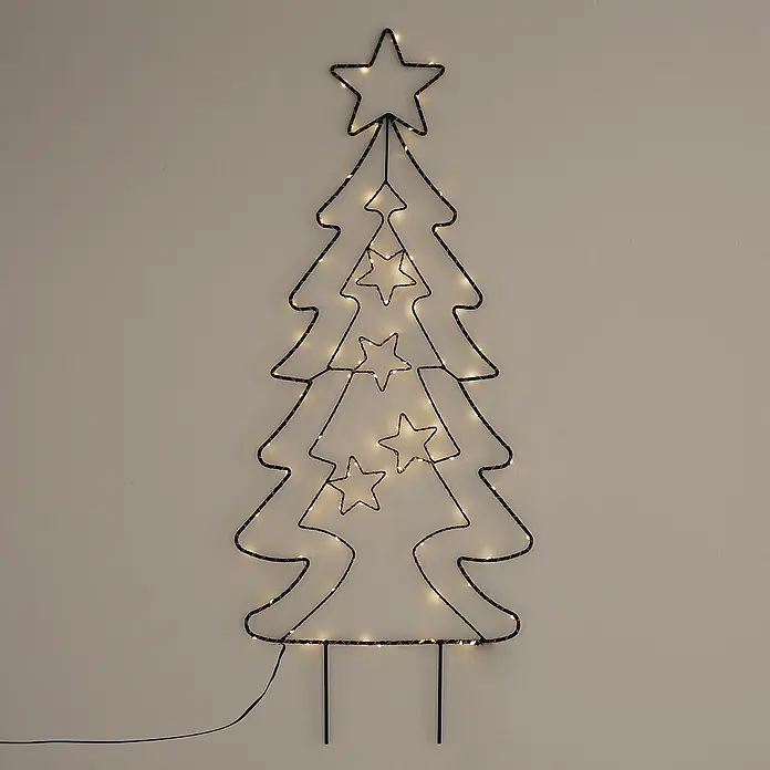 ECD Germany LED-Weihnachtsdekofigur Lichterbaum LED Beleuchtung Gartenleuchte Kunstbaum - 37 x 1 x 87 cm, Schwarz, Akkubetrieben, LED - Dekorativer LED-Weihnachtsbaum mit Sternen für eine festliche Beleuchtung im Innenbereich. Schafft eine warme, weihnachtliche Atmosphäre.