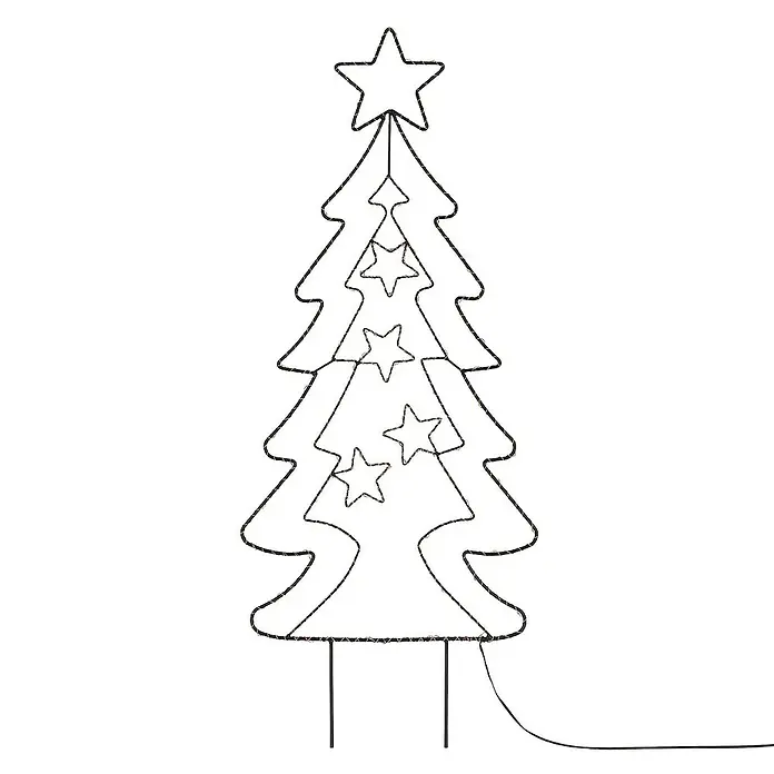 ECD Germany LED-Weihnachtsdekofigur Lichterbaum LED Beleuchtung Gartenleuchte Kunstbaum - 37 x 1 x 87 cm, Schwarz, Akkubetrieben, LED - Beleuchteter Weihnachtsbaum-Raseneinsatz mit Sternspitze und Sternen im Baumdesign zur Dekoration Ihres Gartens.