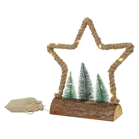 ECD Germany  LED-Weihnachtsdekofigur Dekobaum beleuchtete Winterlandschaft Tannenbaum Deko Holzbaum