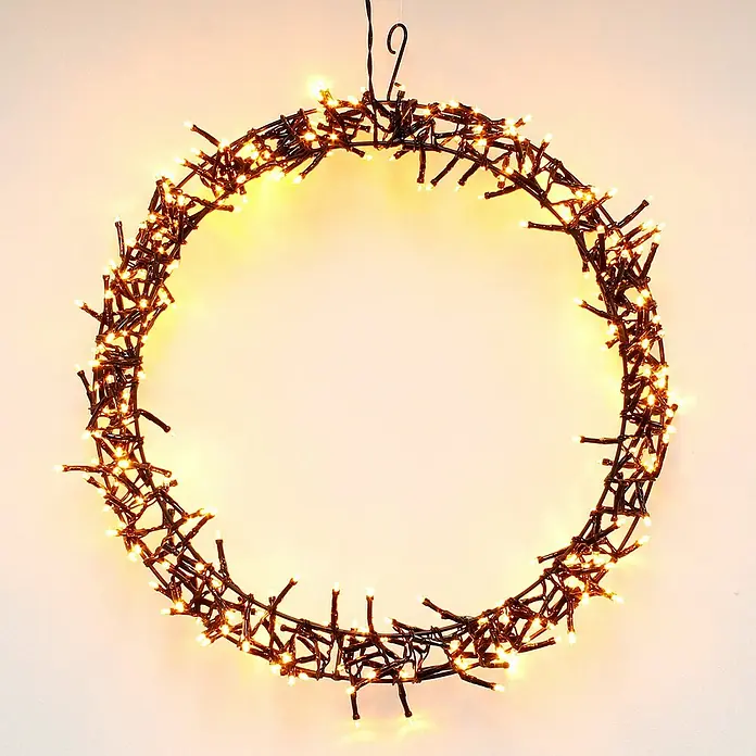 ECD Germany LED-Weihnachtsdekofigur Warmweiß - 38 x 5,5 x 38 cm, Schwarz, Netzbetrieben, LED - Stimmungsvolle Ring-Lichterkette mit warmweißem Licht, ideal für festliche Dekorationen und eine gemütliche Atmosphäre im Raum.