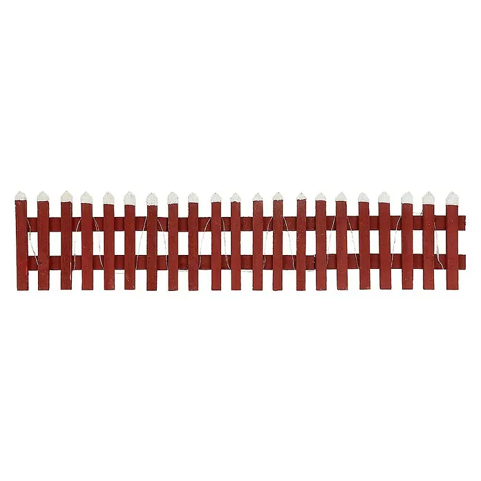 ECD Germany LED-Weihnachtsdekofigur Deko Holz Zaun Mini Gartenzaun Mini-Lattenzaun - Rot, Akkubetrieben, LED - Roter dekorativer Weihnachtszahnpfosten-Zaun mit weißen Spitzen, perfekt für festliche Dekorationen und zur Schaffung einer gemütlichen Atmosphäre.