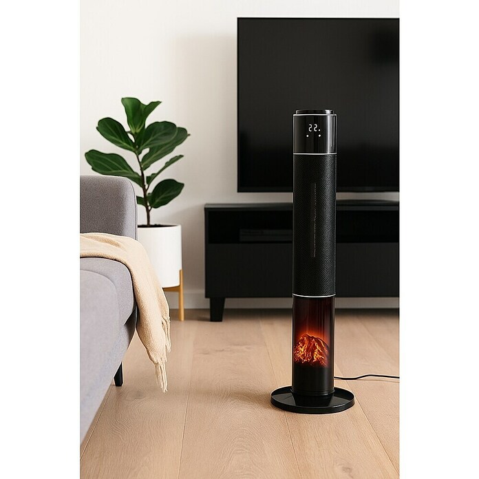 Voltomat HEATING Estufa de pie Flama (Negro, 2.000 W, Ø x Al: 30 x 84 cm) | BAUHAUS