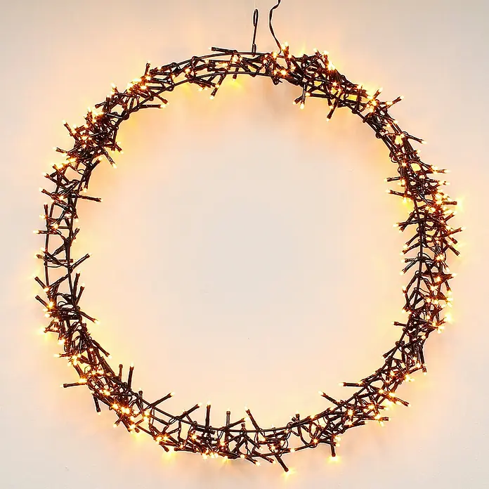 ECD Germany LED-Weihnachtsdekofigur Wandkranz Hängekranz Weihnachts Kranz Lichterkranz Dekorationskranz - 48 x 6 x 48 cm, Schwarz, Netzbetrieben, LED - Ein dekorativer LED-Lichterkranz, ideal für festliche Anlässe und zur stimmungsvollen Beleuchtung des Raumes.