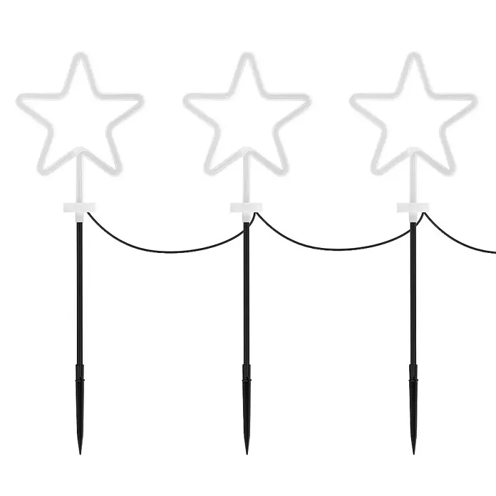 ECD Germany LED-Weihnachtsdekofigur 3er Set Gartenstecker Stern Deko Beleuchtung für Außen Stableuchten - 500 x 1,8 x 58 cm, Weiß, Netzbetrieben, LED - Drei leuchtende Sternengartenpfähle, ideal für die Dekoration von Außenbereichen und Gärten mit einem festlichen Touch.