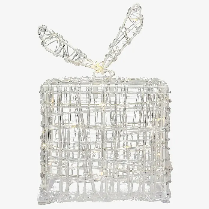 ECD Germany LED-Weihnachtsdekofigur LED Dekolicht Geschenkboxen Weihnacht Dekoobjekt - 20 x 20 x 29 cm, Weiß, Netzbetrieben, LED - Dekorative Geschenkbox mit LED-Beleuchtung.