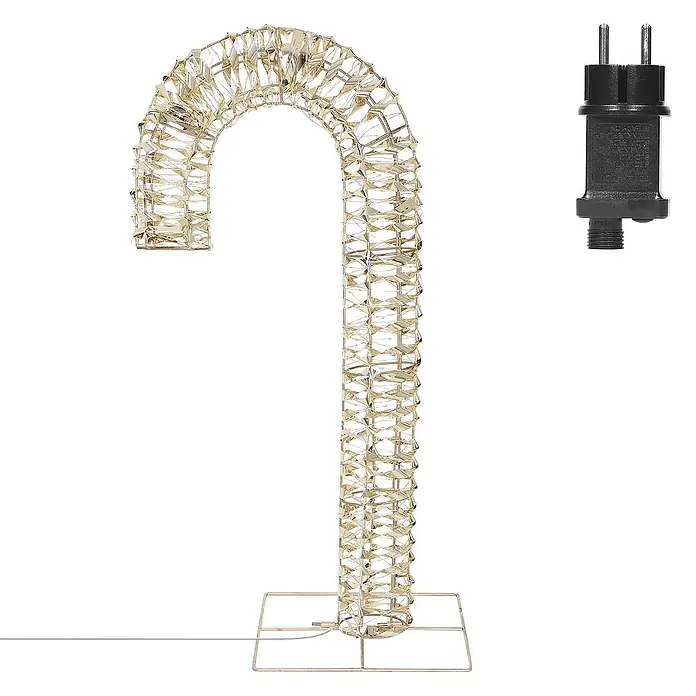 ECD Germany LED-Weihnachtsdekofigur LED-Zuckerstange Weihnachtsbeleuchtung IP44 Wetterfest Candy Cane - 40 x 26 x 75 cm, Altgold, Netzbetrieben, LED - Dekorative, beleuchtete Zuckerstange mit Netzstruktur und passendem Netzteil für festliche Stimmung.