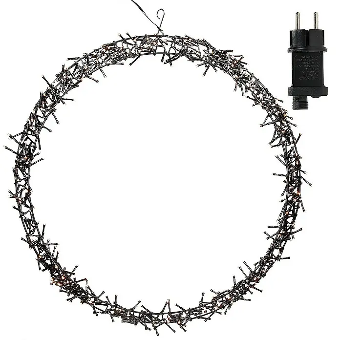 ECD Germany LED-Weihnachtsdekofigur Wandkranz Hängekranz Weihnachts Kranz Lichterkranz Dekorationskranz - 58 x 6,5 x 58 cm, Schwarz, Netzbetrieben, LED - Dekorativer LED-Lichterkranz mit Netzstecker, ideal für festliche Beleuchtung und stimmungsvolle Dekoration.