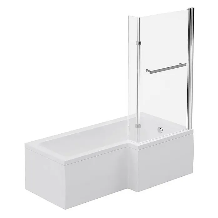 Home Deluxe Eckbadewanne ELARA - Weiß - Rechteckige Badewanne mit Duschwand aus Glas für ein modernes Badezimmerdesign.