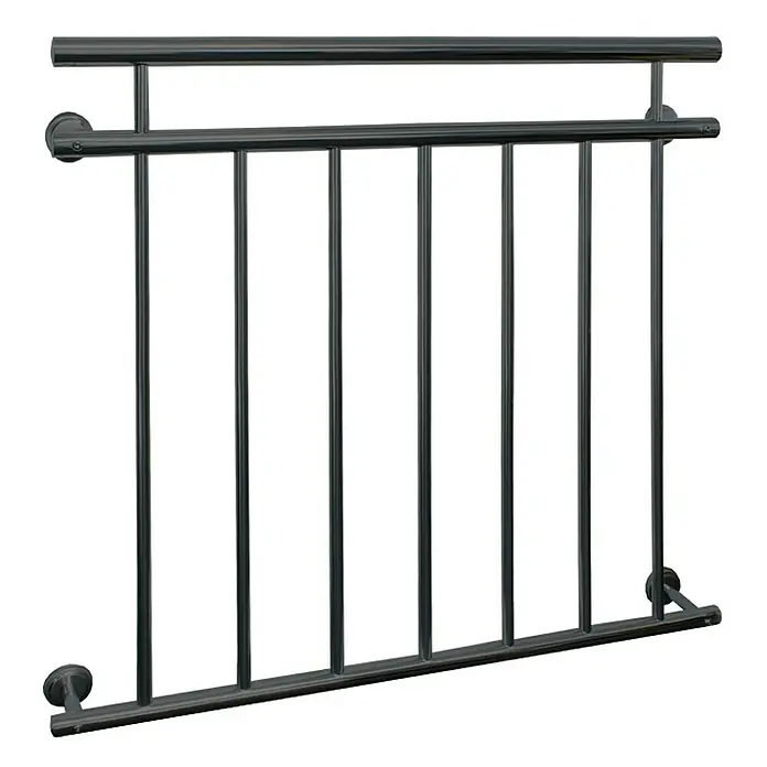 ECD Germany Fenstergitter Französischer Balkon Balkongeländer Balkongitter Fenstergitter -  - Schwarzes Geländer mit vertikalen Streben und zwei horizontalen Stangen. Ideal für Balkone und Treppen.