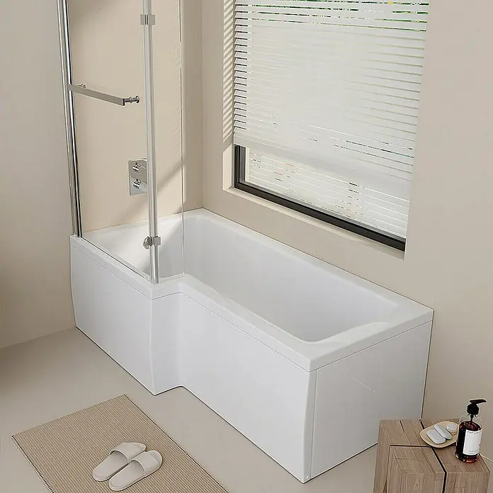 Home Deluxe Eckbadewanne ELARA -  - Elegante Eckbadewanne mit Duschabtrennung, ideal für moderne Badezimmer. Die weiße Badewanne bietet Komfort und Stil.