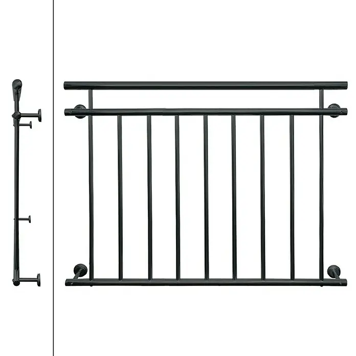 ECD Germany Fenstergitter Französischer Balkon Balkongeländer Balkongitter Fenstergitter -  - Schwarzes Metallgeländer für den Innen- oder Außenbereich, ideal als Treppen- oder Balkongeländer.