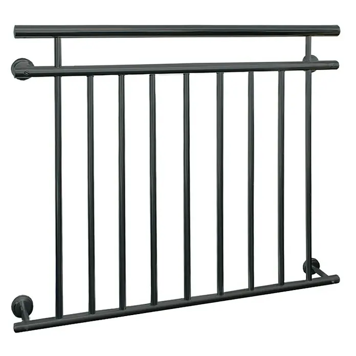 ECD Germany Fenstergitter Französischer Balkon Balkongeländer Balkongitter Fenstergitter -  - Metallgeländer mit vertikalen Stäben und zwei horizontalen Holmen. Ideal für Balkone oder Treppen.