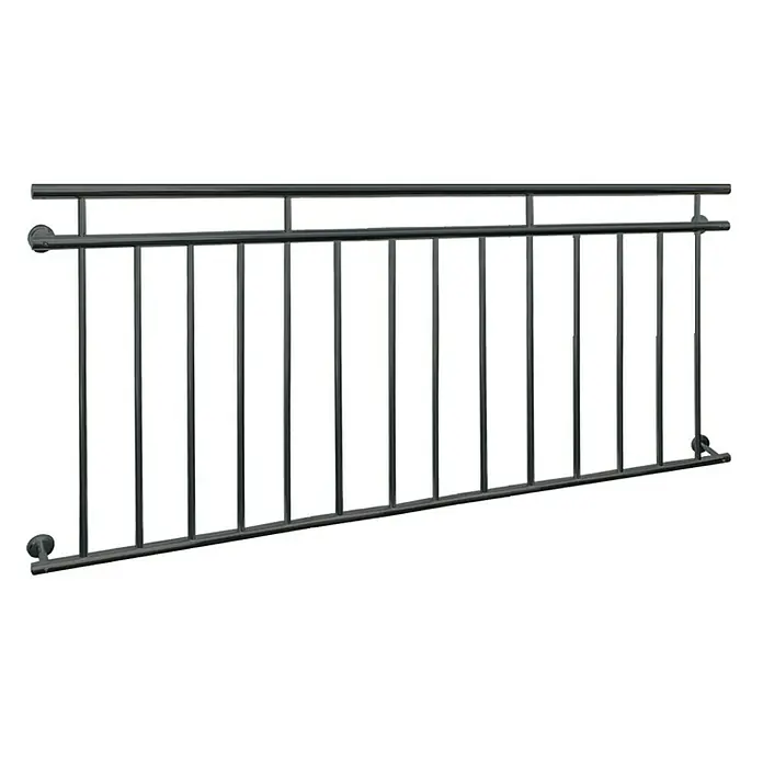 ECD Germany Fenstergitter Französischer Balkon Balkongeländer Balkongitter Fenstergitter -  - Schwarze Metallgeländer mit vertikalen Stäben und runden Befestigungen für Balkone oder Treppen.