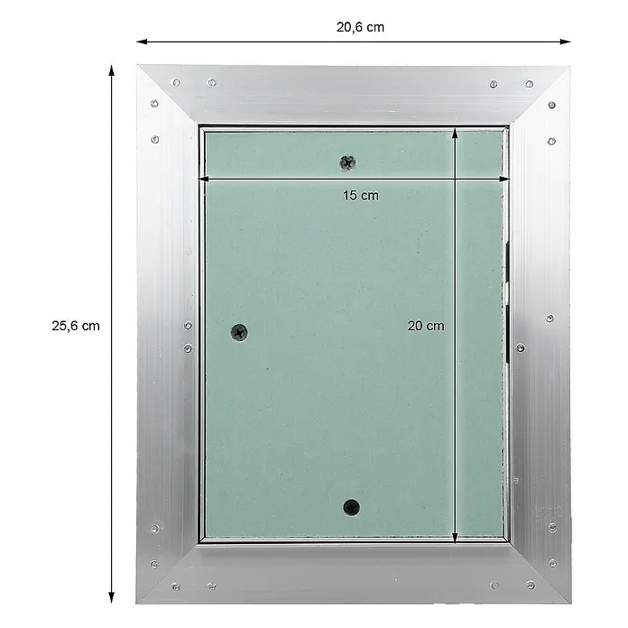ECD Germany Montagezubehör für Trockenbau Reinigungsklappe 150x200mm Aluminium/Grün Wand/Decke integrierbar - Passend für: Wartungs- und Revisionsöffnungen, Hohlräume mit Anschlüssen, Feuchträume (Badezimmer, Küche, Nassbereiche) - Die Revisionsklappe aus Metall hat eine grüne, bündige Oberfläche und ist mit Schrauben gesichert.  20,6 x 25,6 cm.
