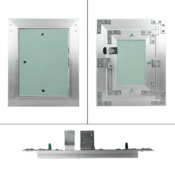 ECD Germany Montagezubehör für Trockenbau Reinigungsklappe 150x200mm Aluminium/Grün Wand/Decke integrierbar - Passend für: Wartungs- und Revisionsöffnungen, Hohlräume mit Anschlüssen, Feuchträume (Badezimmer, Küche, Nassbereiche) - Revisionsklappe aus Metall mit verriegelbarer Tür zur einfachen Inspektion von Wand- und Deckenhohlräumen.