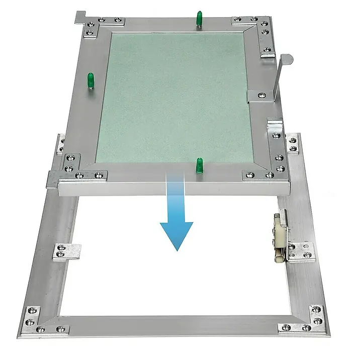 ECD Germany Montagezubehör für Trockenbau Reinigungsklappe 150x200mm Aluminium/Grün Wand/Decke integrierbar - Passend für: Wartungs- und Revisionsöffnungen, Hohlräume mit Anschlüssen, Feuchträume (Badezimmer, Küche, Nassbereiche) - Aluminium-Revisionsklappe mit Gipskartonplatte und Schloss für Wand- und Deckenmontage. Einfache Installation und Wartung.