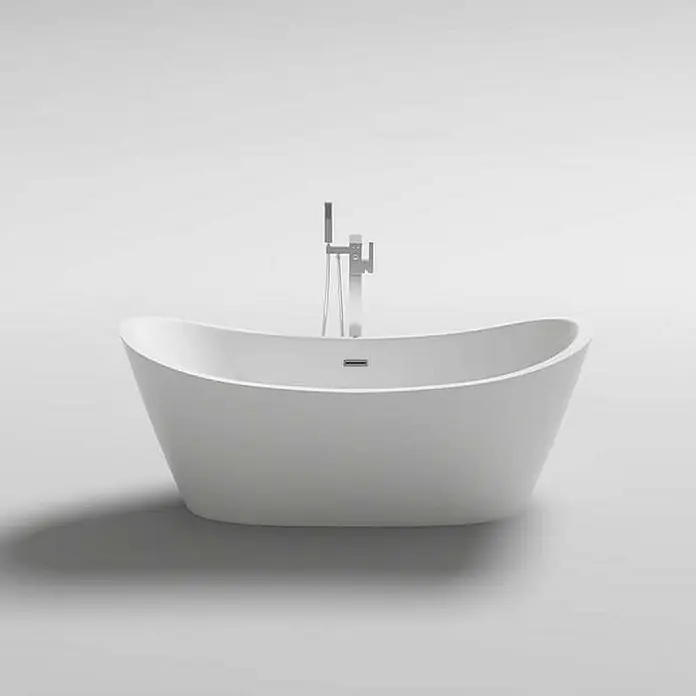 Home Deluxe Freistehende Badewanne OVALO PLUS - Weiß - Freistehende Badewanne aus weißem Material mit Armatur. Ein modernes Badezimmer-Highlight für entspannende Momente.
