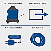 Scheppach Elektro-Nass- & Trockensauger VC20 (1 300 W, Behältervolumen: 20 l, Manuell) | BAUHAUS