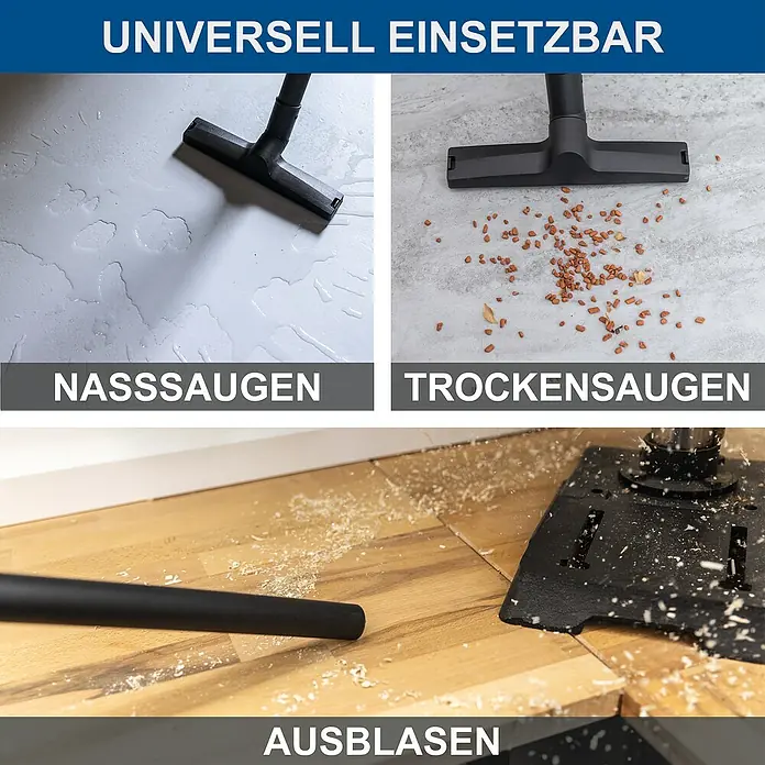 Scheppach Elektro-Nass- & Trockensauger VC25 - Behältervolumen: 25 l, Manuell - Staubsauger mit verschiedenen Aufsätzen für Nass-, Trockensaugen und Ausblasen.