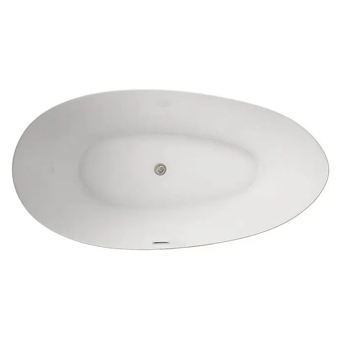 Home Deluxe Freistehende Badewanne DELIA - Weiß - Freistehende Badewanne in organischer Form von oben mit mittigem Abfluss. Die Wanne ist aus glänzendem, weißem Material gefertigt.