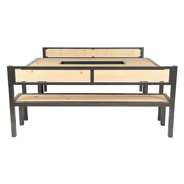 Home Deluxe Gartentisch-Set NAXOS - L x B x H: 43 x 200 x 90 cm - Dieser Esstisch mit Bank kombiniert Holz und Metall in einem modernen Design. Ideal für gesellige Runden im Esszimmer oder auf der Terrasse.