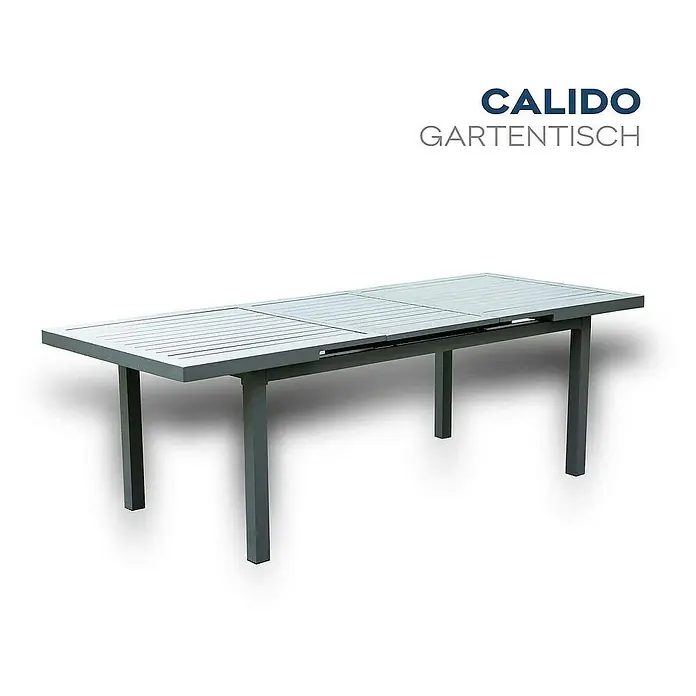 Home Deluxe Gartentisch-Set CALIDO MADERA - Tisch inkl. 6 Stühlen - Gesamtumfang: 6 -tlg., Ausziehbar - Dieser Gartentisch "Calido" besticht durch sein modernes Design und die hochwertige Verarbeitung. Ein echter Hingucker für jede Terrasse.